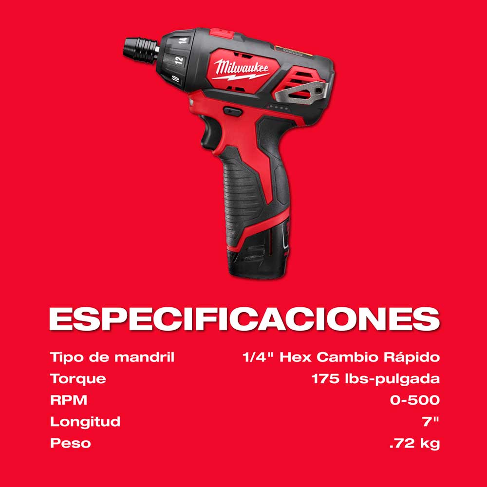 2401-22 KIT DESTORNILLADOR MILWAUKEE M12 - Imagen 5