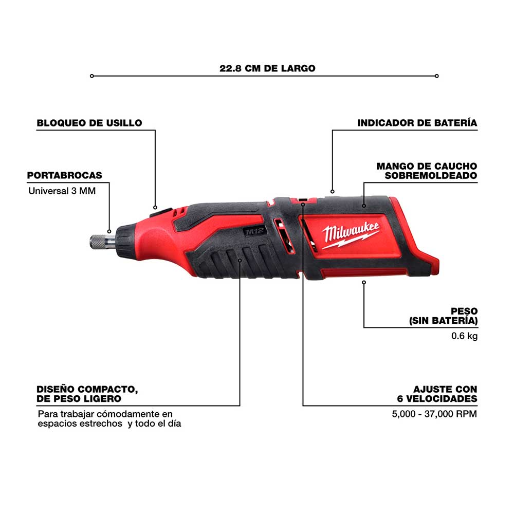 2460-20 HERRAMIENTA ROTATORIA / LIJADORA M12™ HERRAMIENTA SOLA - Imagen 4