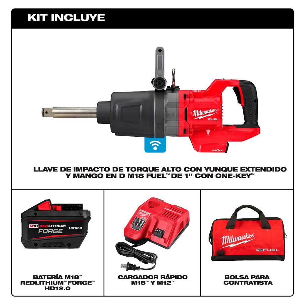 2869-22HD LLAVE DE IMPACTO DE ALTO TORQUE ANVIL, MANGO EN FORMA D, DE 1" M18 FUEL CON ONE KEY (KIT) - Imagen 2