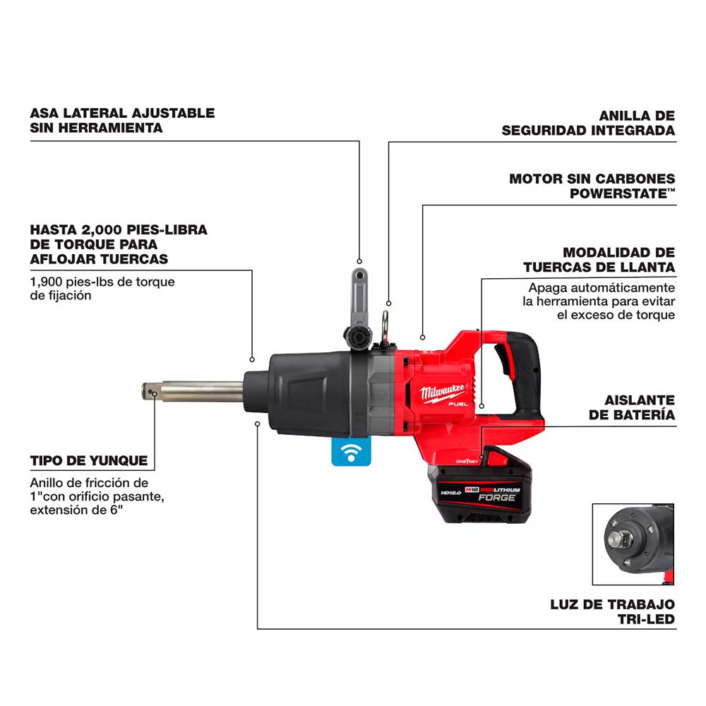2869-22HD LLAVE DE IMPACTO DE ALTO TORQUE ANVIL, MANGO EN FORMA D, DE 1" M18 FUEL CON ONE KEY (KIT) - Imagen 4