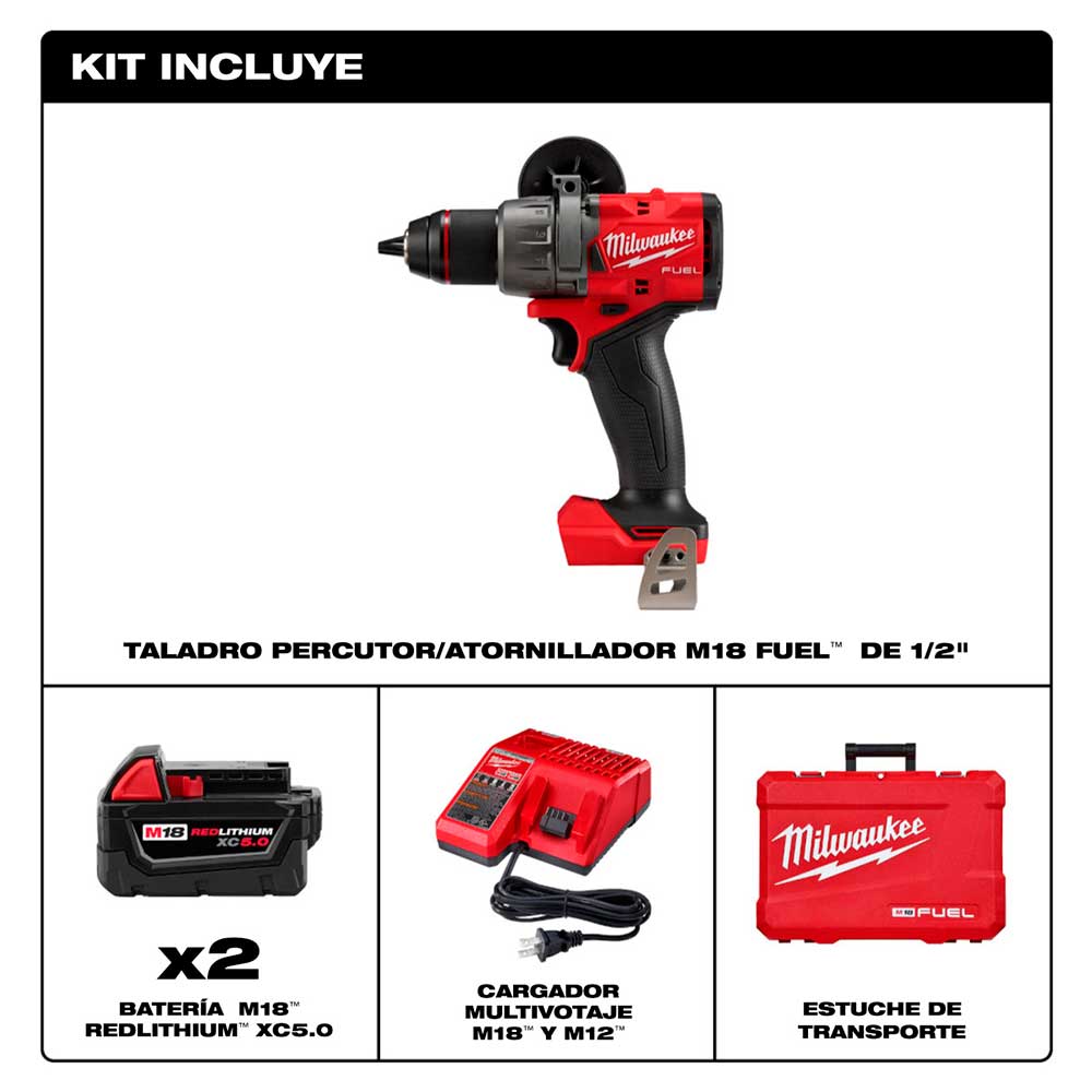 2904-22 KIT TALADRO PERCUTOR M18 FUEL 1/2 - Imagen 2