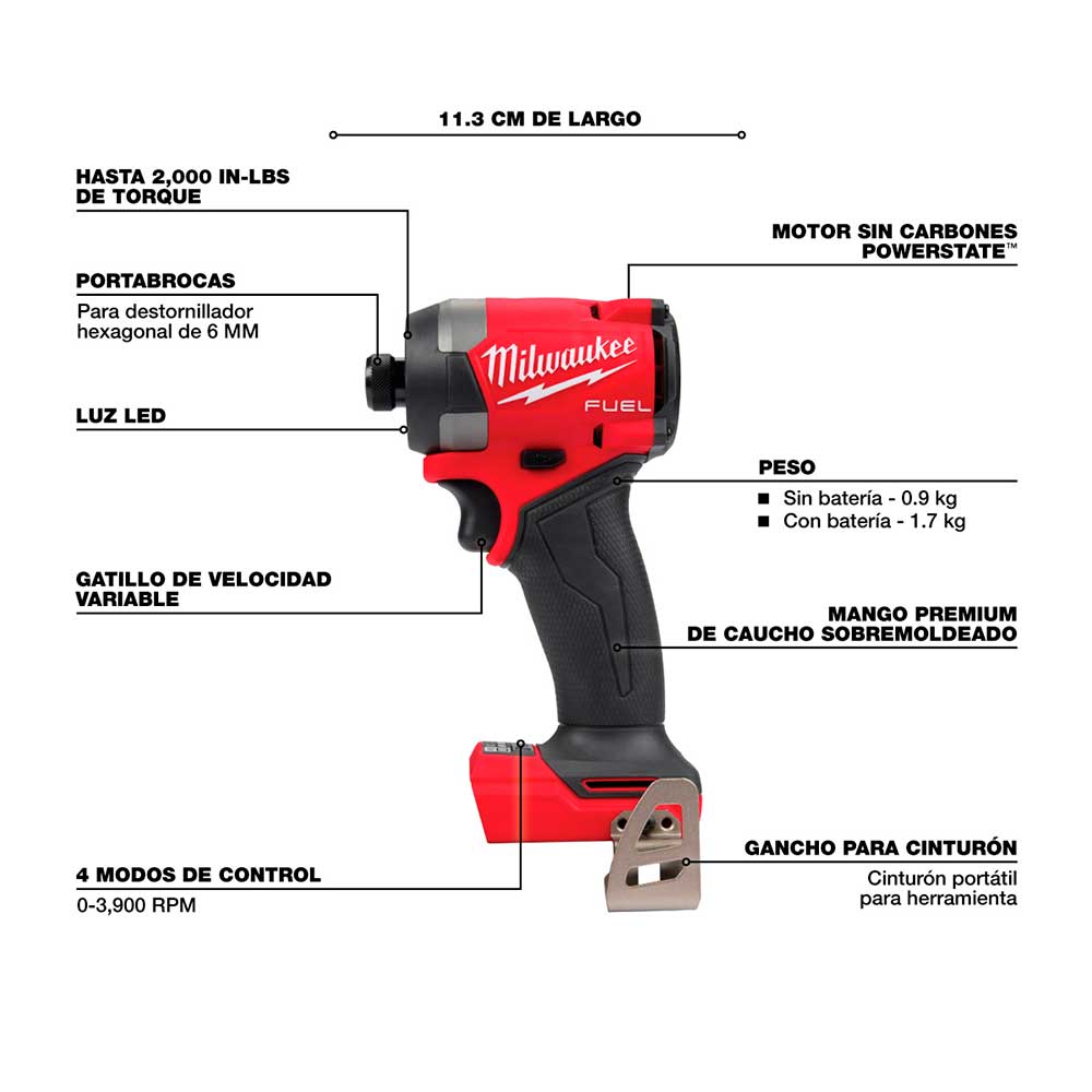 3697-22 COMBO TALADRO 1/2 Y DESTORNILLADOR DE IMPACTO HEXAGONAL 1/4 M18 FUEL MILWAUKEE - Imagen 4