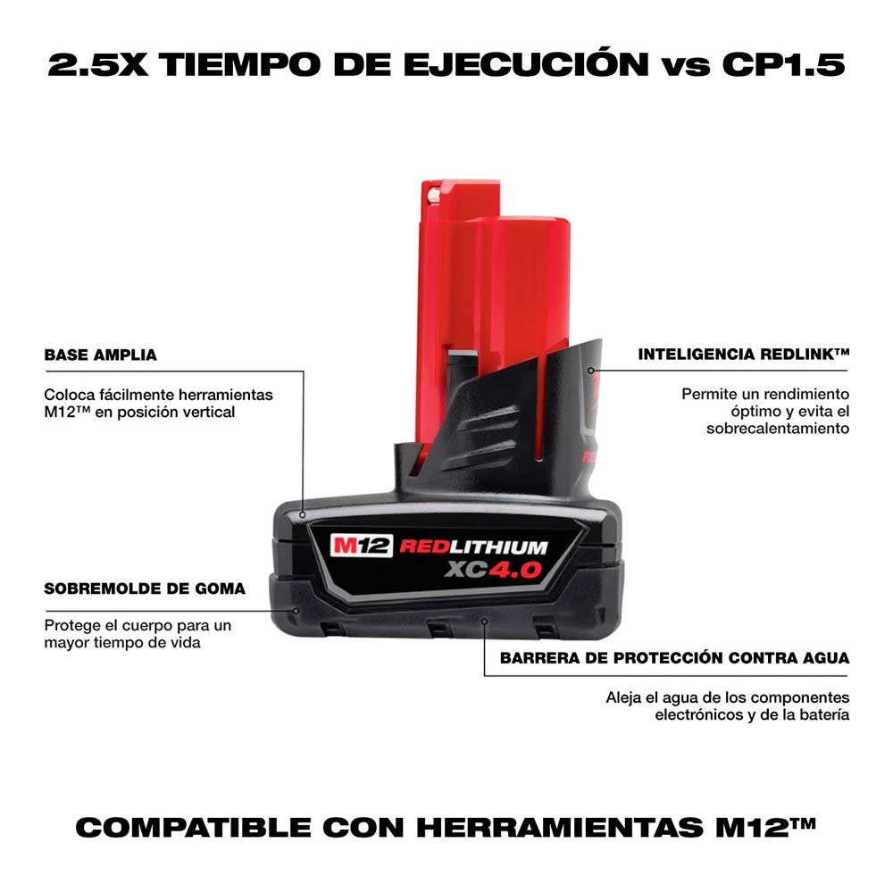 48-11-2440 BATERIA DE CAPACIDAD EXTENDIDA REDLITHIUM™ XC 4.0 M12™ - Imagen 3