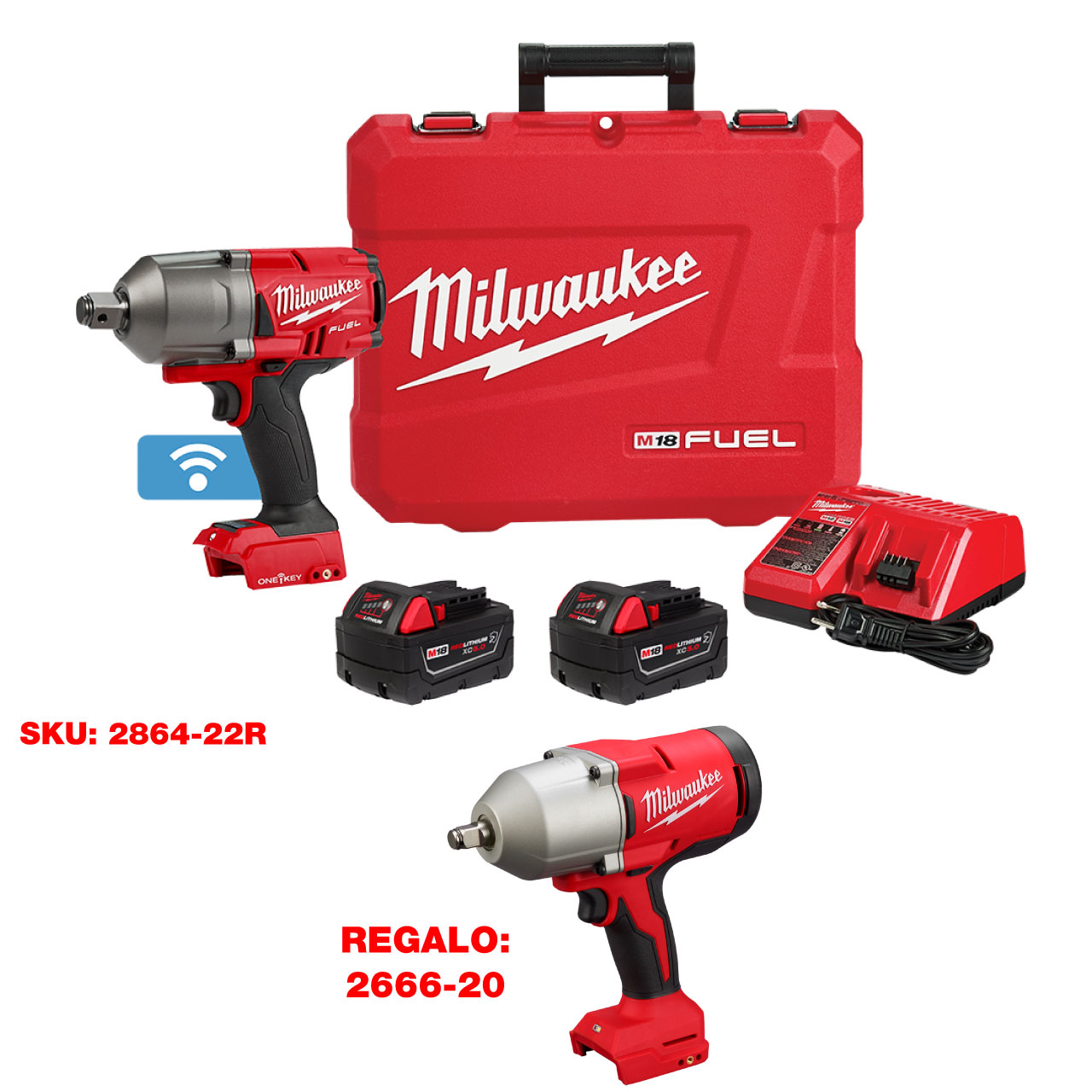 P126-2864 M18 FUEL™ con juego de anillo de fricción de llave de impacto de alto torque ONE-KEY™ de 3/4″