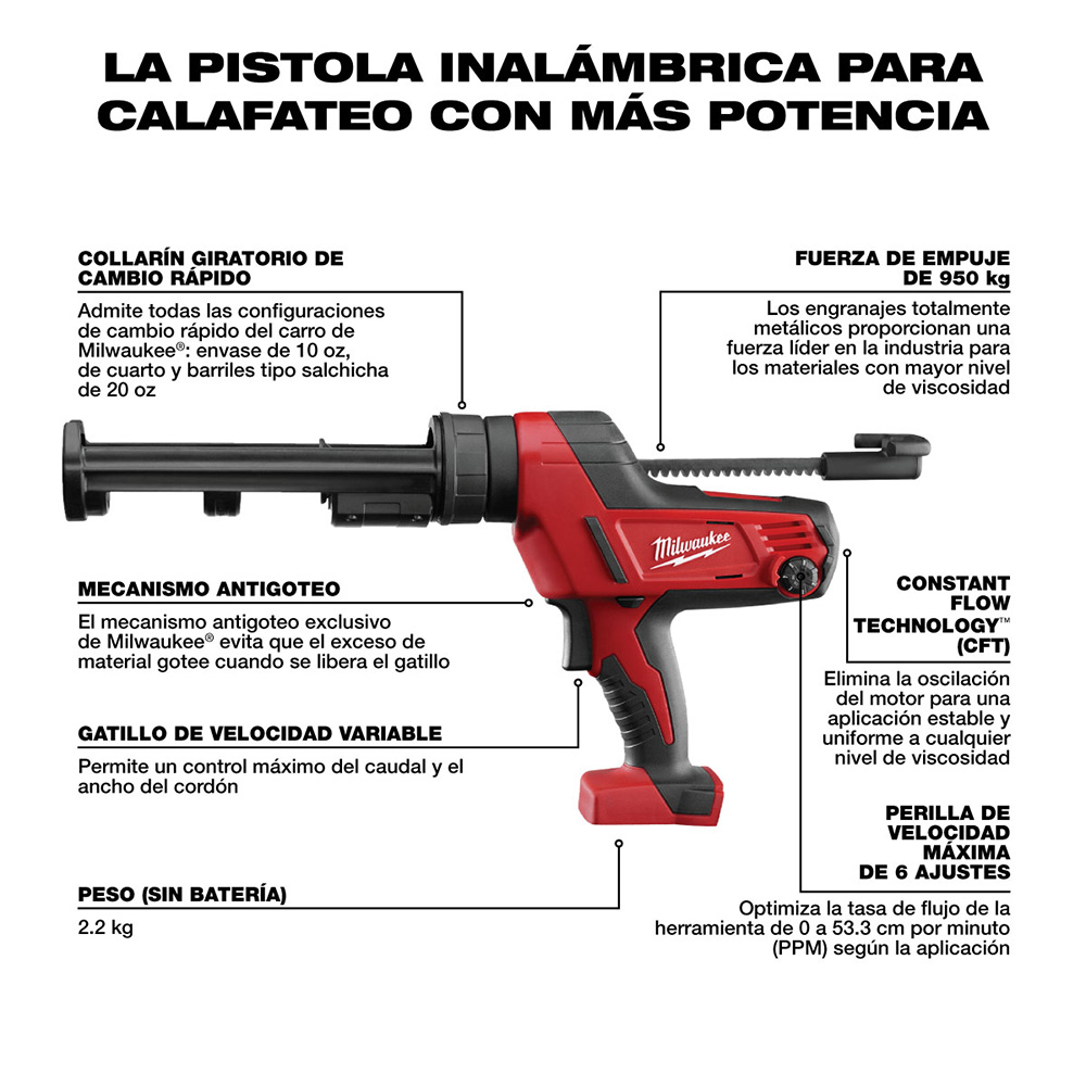 2641-20 Pistola inalámbrica para calafateo M18™ de 10 oz (sin accesorios) - Imagen 5