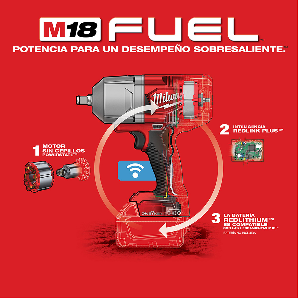 2863-20 Llave de impacto de torque alto M18 FUEL™ de 1/2" con ONE-KEY™ y anillo de fricción (SIN ACCESORIOS) - Imagen 4
