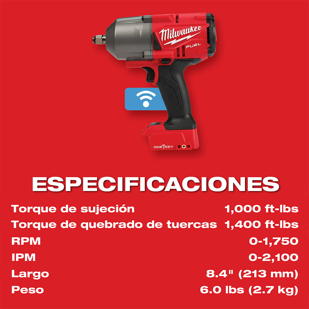 2863-20 Llave de impacto de torque alto M18 FUEL™ de 1/2" con ONE-KEY™ y anillo de fricción (SIN ACCESORIOS) - Imagen 5