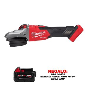 2887-20 Rectificadora con freno de cabeza plana M18 FUEL™ de 5", con interruptor deslizante y bloqueo