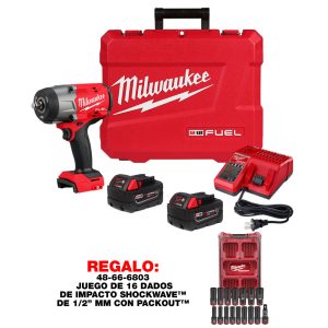 2967-22-B M18 FUEL™ 1/2" LLAVE DE IMPACTO CUADRO DE ALTO TORQUE KIT CON DOS BATERIAS Y CARGADOR