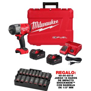 2967-22-C M18 FUEL™ 1/2" LLAVE DE IMPACTO CUADRO DE ALTO TORQUE KIT CON DOS BATERIAS Y CARGADOR