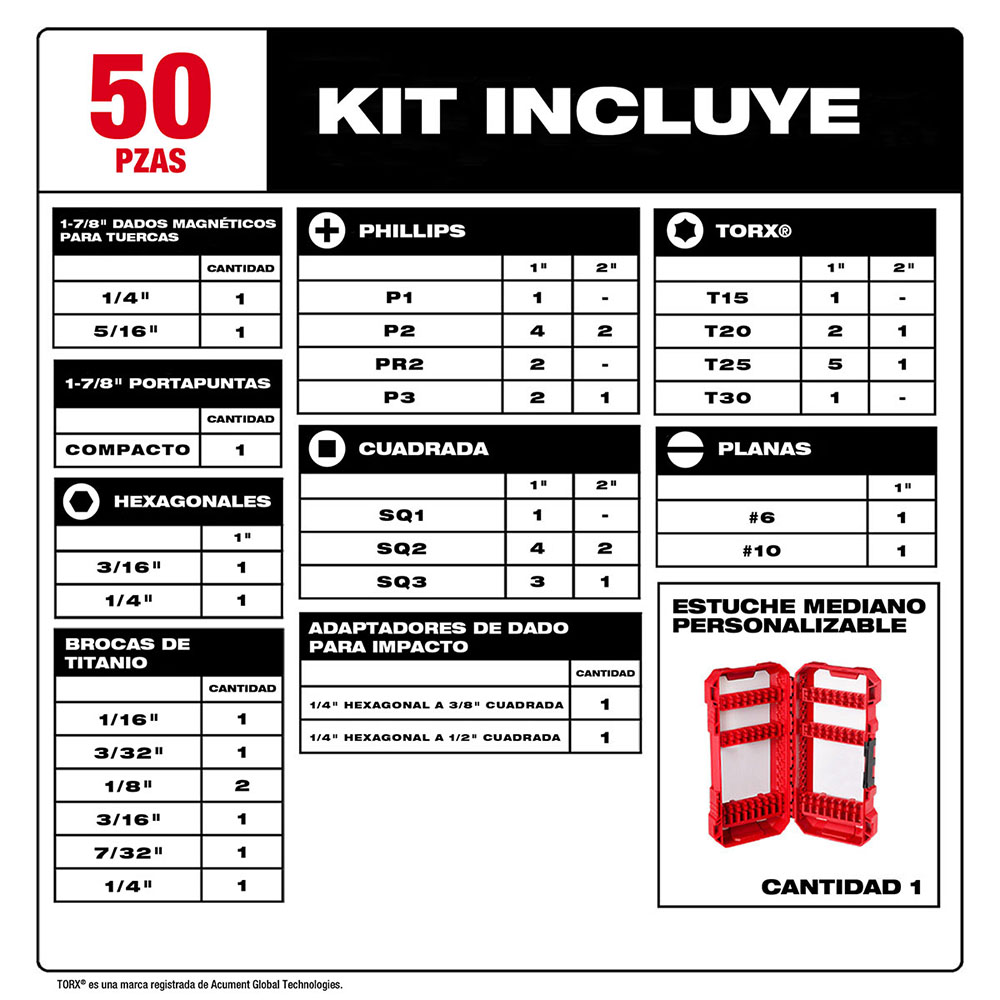 48-32-4013 Juego de puntas destornillador de impacto SHOCKWAVE™ de 50 piezas - Imagen 4