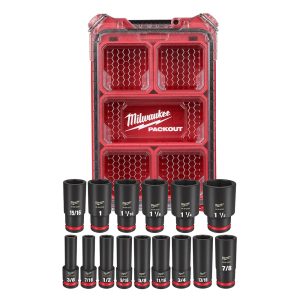 49-66-6802 Juego de 15 piezas de vasos de impacto SHOCKWAVE™ de 1/2" SAE con PACKOUT™