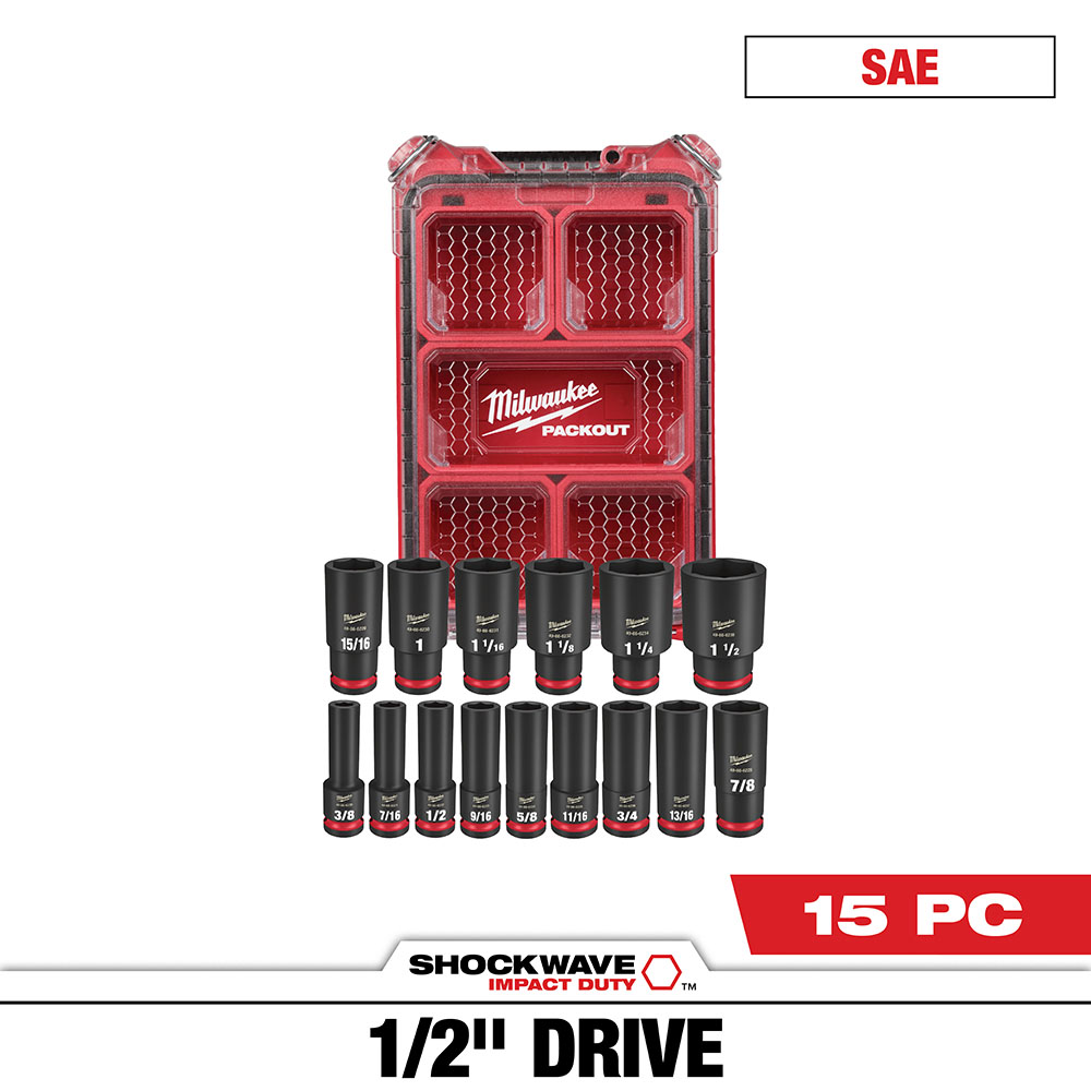 49-66-6802 Juego de 15 piezas de vasos de impacto SHOCKWAVE™ de 1/2" SAE con PACKOUT™ - Imagen 3