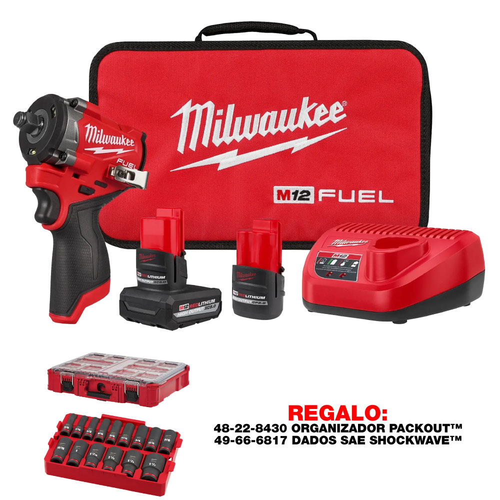 P326-2563 Kit de llave de impacto corta M12 FUEL™ de 1/2"