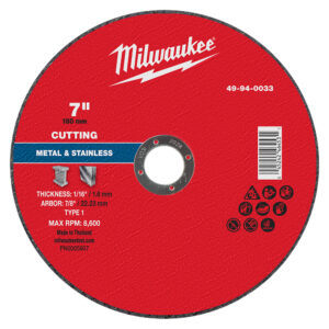 49-94-0033 Disco de corte para metal 7" x 1/16" x 7/8" – Tipo 1