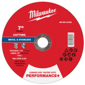 49-94-0133 Disco de corte para metal Performance+ 7" x 1/16" x 7/8" – Tipo 1