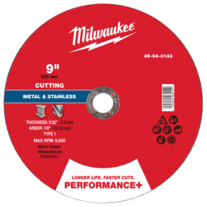 49-94-0143 Disco de corte para metal Performance+ 9" x 3/32" x 7/8" – Tipo 1