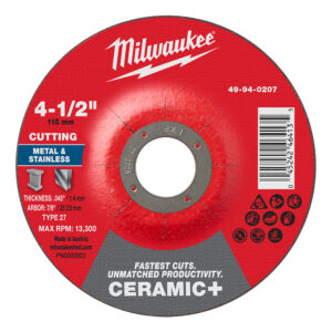 49-94-0207 Disco de corte para metal Ceramic+ 4-1/2" x .045" x 7/8" – Tipo 27