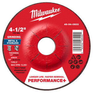 49-94-0603 Disco de desbaste para metal Performance+ 4-1/2" x 1/4" x 7/8" – Tipo 27