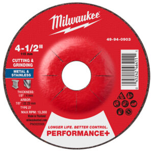49-94-0903 Disco combinado corte y desbaste para metal Performance+ 4-1/2" x 1/8" x 7/8" – Tipo 27